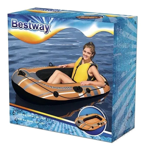 Imagen 2 de 10 de Bote Balsa Inflable Niños Pileta 61099 155x97cm Bestway