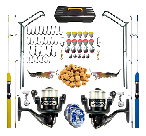 2 Vara De Pesca Completa Com Molinete Ht200  Linha Barato