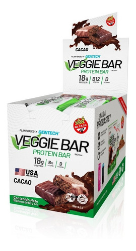 Barras Proteicas Veganas 10 Unid Gentech Sin Tacc Vitaminb12