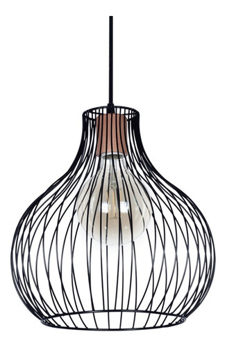 Imagen 2 de 3 de Lampara Colgante Gota 35 Cms Metal Y Madera Carilux Mod A10