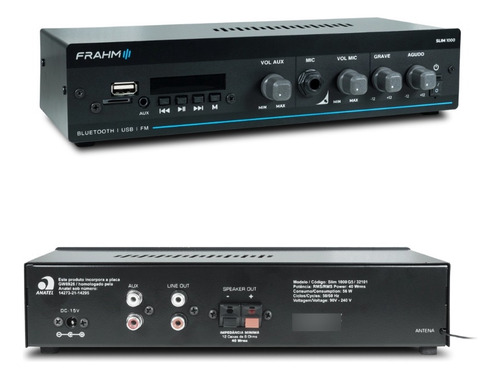 Amplificador Slim 1000 App Fm Bluetooth Frahm Novo Modelo