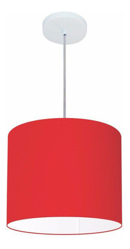 Lustre Pendente Cilíndrico Md-4054 30x21cm Vermelho - Bivolt
