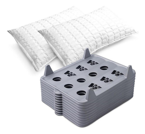 Combo: 2 Almohadas Ultrasonido + Organizador Apilable X10 Un Color Gris