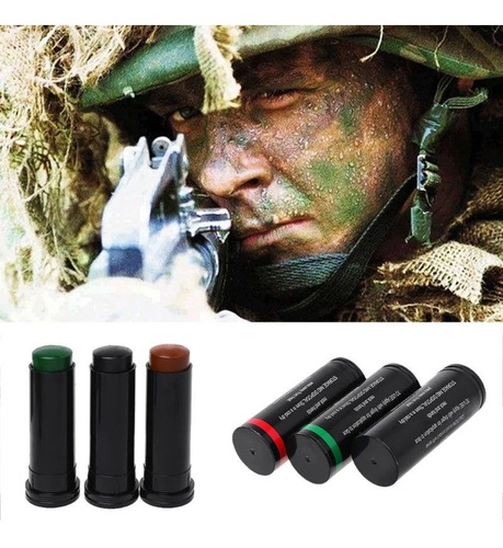 Set 3 Pintura Camuflaje Cara Mimetismo Militar Airsoft Tacti