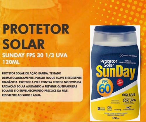 Protetor Solar Sunday Fps 60 Com 120ml
