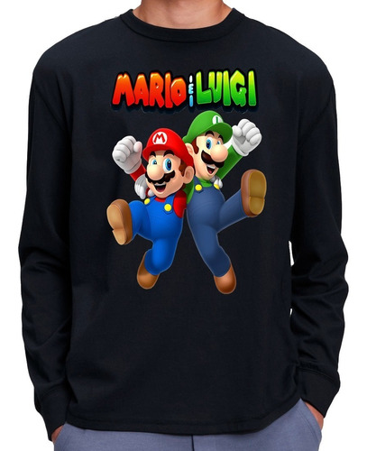 Camisetas Remeras Manga Larga Con Puño De Mario Bros Y Luigi