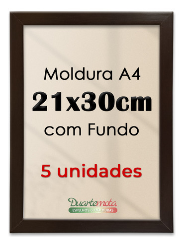 Kit 5 Moldura A4 21x30 Com Fundo Para Quadro Poster Retrato Cor Tabaco