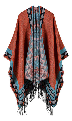 Poncho De Cachemir Geométrico Cloak Con Estampado Bohemio De