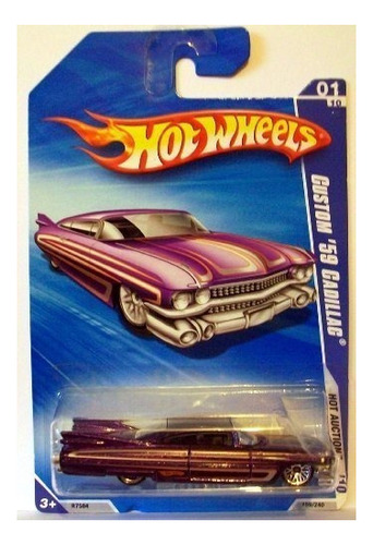 2010 Hot Wheels 159/240 Custom 59 Cadillac, Púrpura 1:64