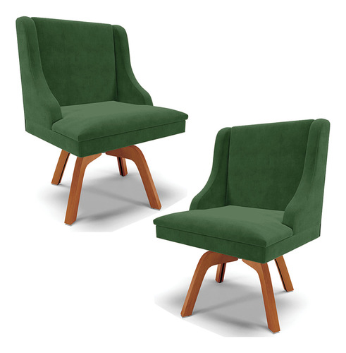 2 Cadeiras Sala Jantar Bs/gira Firenze Suede Verde/natural