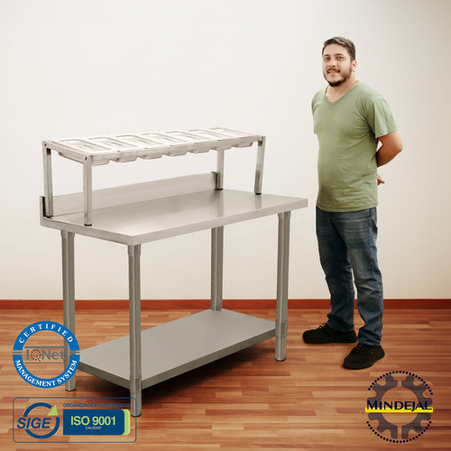 Mesa Para Pizzeria Con 7 Insertos Incluye Tapas Transparente Color 7 INSERTOS 1/4 EXTRUCTURA TUBO CUADRADO