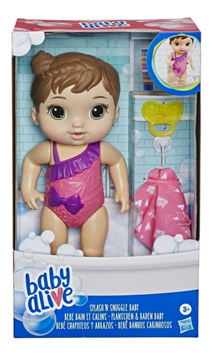 Muñeca Baby Alive Chapoteos Y Abrazos Castaña 30cm