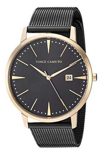 Reloj De Pulsera De Malla Negra Y Dorado Con Función De