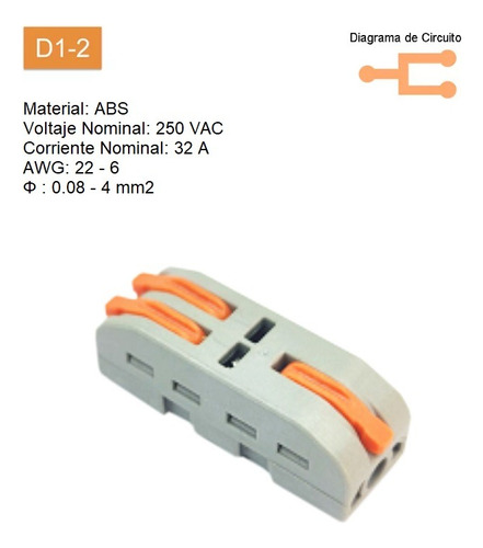 Conector Eléctrico Rápido Wago 1 Entrada 2 Salidas 250v X20