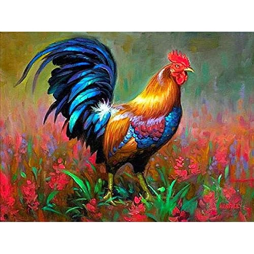 Pintura De Diamantes 5d Arte Gallo Y Gallina, Hermoso G...