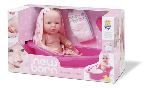 Imagen 1 de 2 de Bebe Con Bañera Diver Toys Recien Nacido Mi Primer Baño