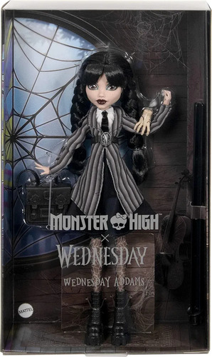 Monster High Wednesday Merlina Addams Con Uniforme