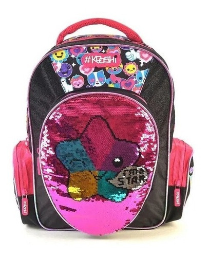 Mochila Infantil Escolar Kooshi Estrellas Negro 43 Cm Diseño de la tela Dibujos