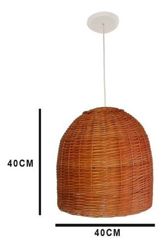 Lampara Colgante Living Comedor- Mimbre 40x40 Color Marrón