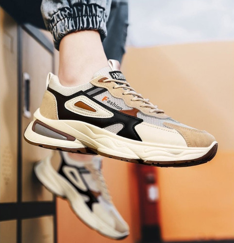 Zapatillas De Hombre Casuales Transpirables Con Suela Gruesa