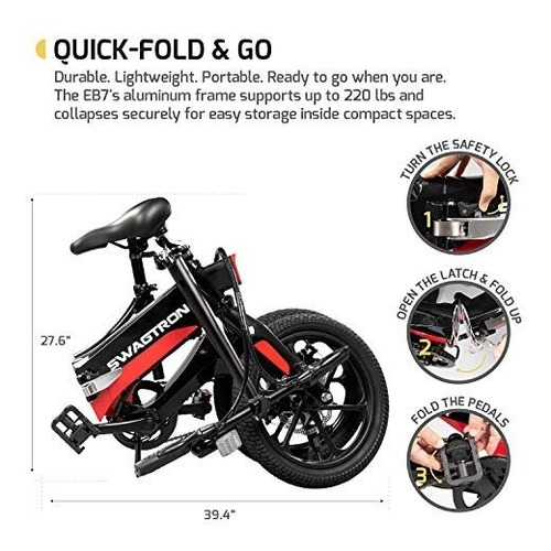 Swagtron Swagcycle Eb-7 Bicicleta Electrica Plegable 350w