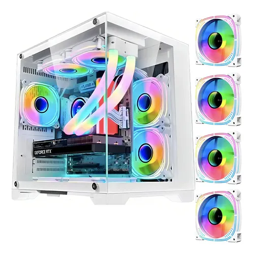 Gabinete Hayom Branco Gb1791 4 Fans Rgb Micro-atx Em Vidro | Frete