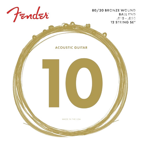 Juego De Cuerdas Fender Para Docerola Bronce80/20 .010-.050