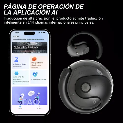 Audífonos Pthtechus JM13 Traductor Idiomas 144 Bluetooth Deportivos Oreja  Colgante Auriculares Cancelación Del Ruido Micrófono Hd Integrado  Impermeable Ipx5 Con Ganchos Open-ear Headset Color Negro | MercadoLibre