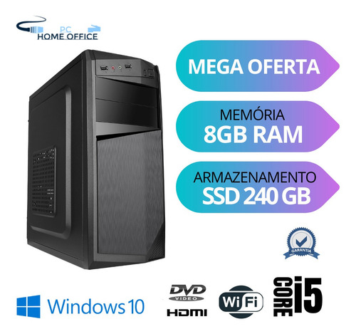 Imagem 1 de 8 de Cpu Torre I5 8gb Ram Ssd 240 Windows 10 Pró