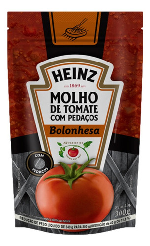 Molho De Tomate Bolonhesa Com Carne Bovina 300g Heinz