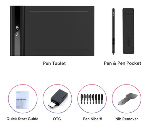 Tableta De Dibujo Veikk S640 Con Gráficos Digitales De 6 X 4