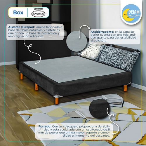 Imagen 5 de 8 de América Base Cama Para Colchón Individual De Madera Tapizada