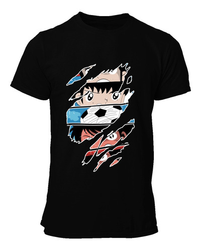 Playera Negra Futbol-anime Oliver Super-c Flame-e