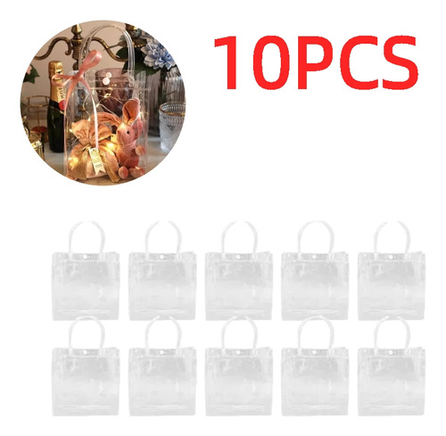 Bolsa De Regalo De Pvc Transparente De 10 Piezas, Resistente