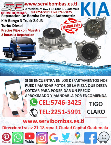 Bomba De Agua Automotriz Kia Combi 3.3 D4al Turbo Guatemala