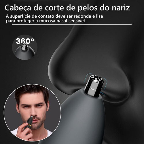 All-in® Barbeador Eletrico Aparador De Pelos Homen 3 Em 1 Shaver Maquina Barbear Cabelo Barba Pelos Do Nariz Com Base