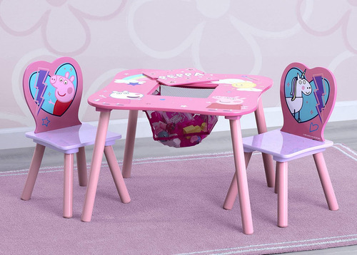 Set Infantil De Mesa Mesita Con 2 Sillas Peppa Pig Niña Color Rosa
