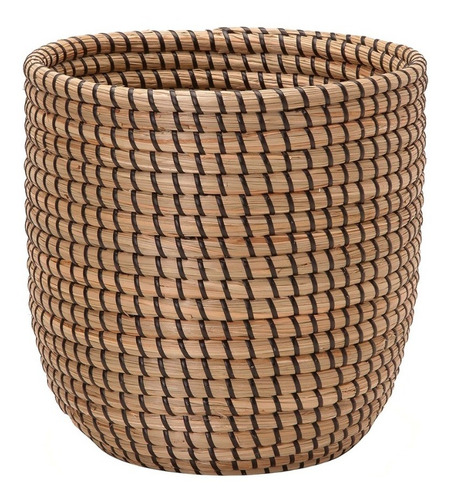 Imagem 3 de 4 de Cachepot Decorativo Em Fibra Natural C/ Preto 13934 Mart