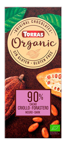 Torras Organic Chocolate Negro 90% Cacao 100g Andina Grains