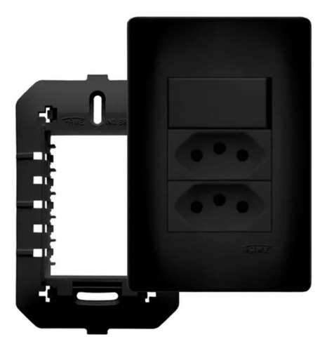Conjunto Interruptor Paralelo + Tomada Dupla 20a Black Preto