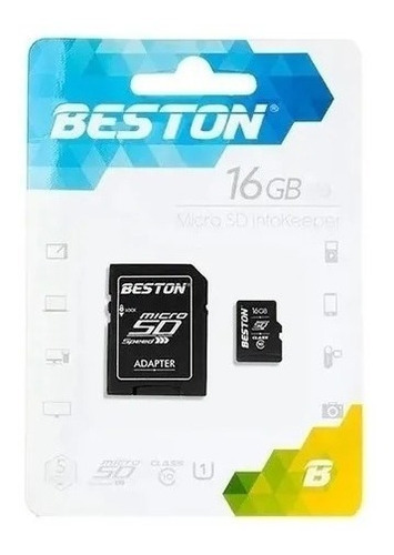 Tarjeta De Memoria Micro Sd Mas Adptador 16gb Clase 10 Negra