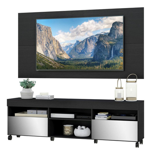 Rack Com Painel E Suporte Tv 65 Londres Multimóveis V3350 Cor Preto