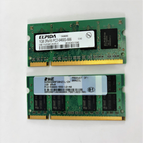 2 Memoria Ram Notebook 1gb Ddr2 800mhz Pc2-6400 - Ref. 2165