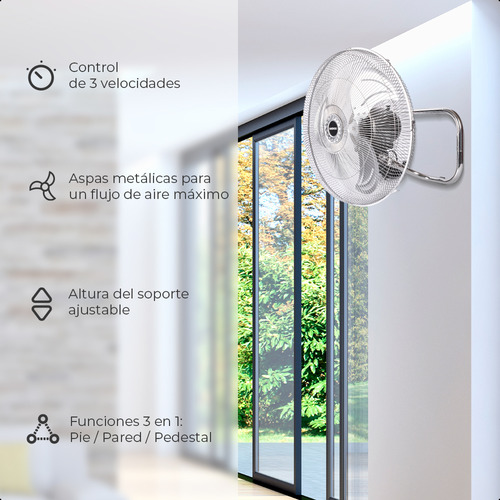 Ventilador Pedestal Piso Pared Daewoo Di-45hvf-3 3 En 1 18 Pulgadas