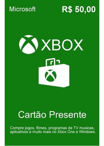 Microsoft Gift Card 50 Reais Cartão Presente Br Xbox Live