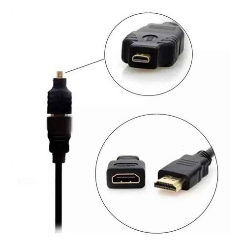 Cabo Hdmi 3x1 Hdmi Mini Hdmi Micro Hdmi 1.8m 1080p Mbtech