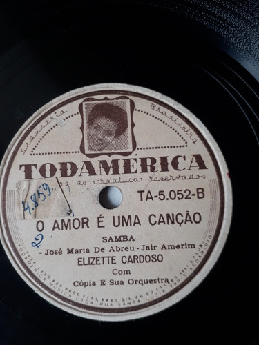 Lp 78 Rpm Elizette Cardoso Dá Me Tuas Mãos (Usado)