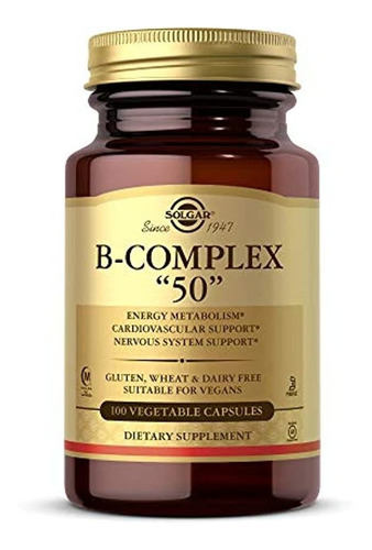Solgar B-complex 50, Metabolismo Energético, Apto Para Vegan