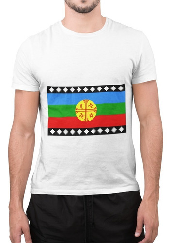 Polera Unisex Mapuche Bandera Chile Estampado Algodon