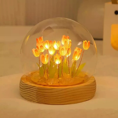Tulipanes De Flores Eternas Adornos Luz De Noche
